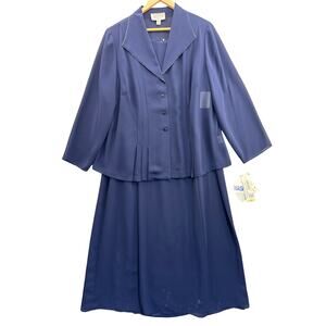 Julian Taylor Navy Blue Dress Jacket Set Women 18W